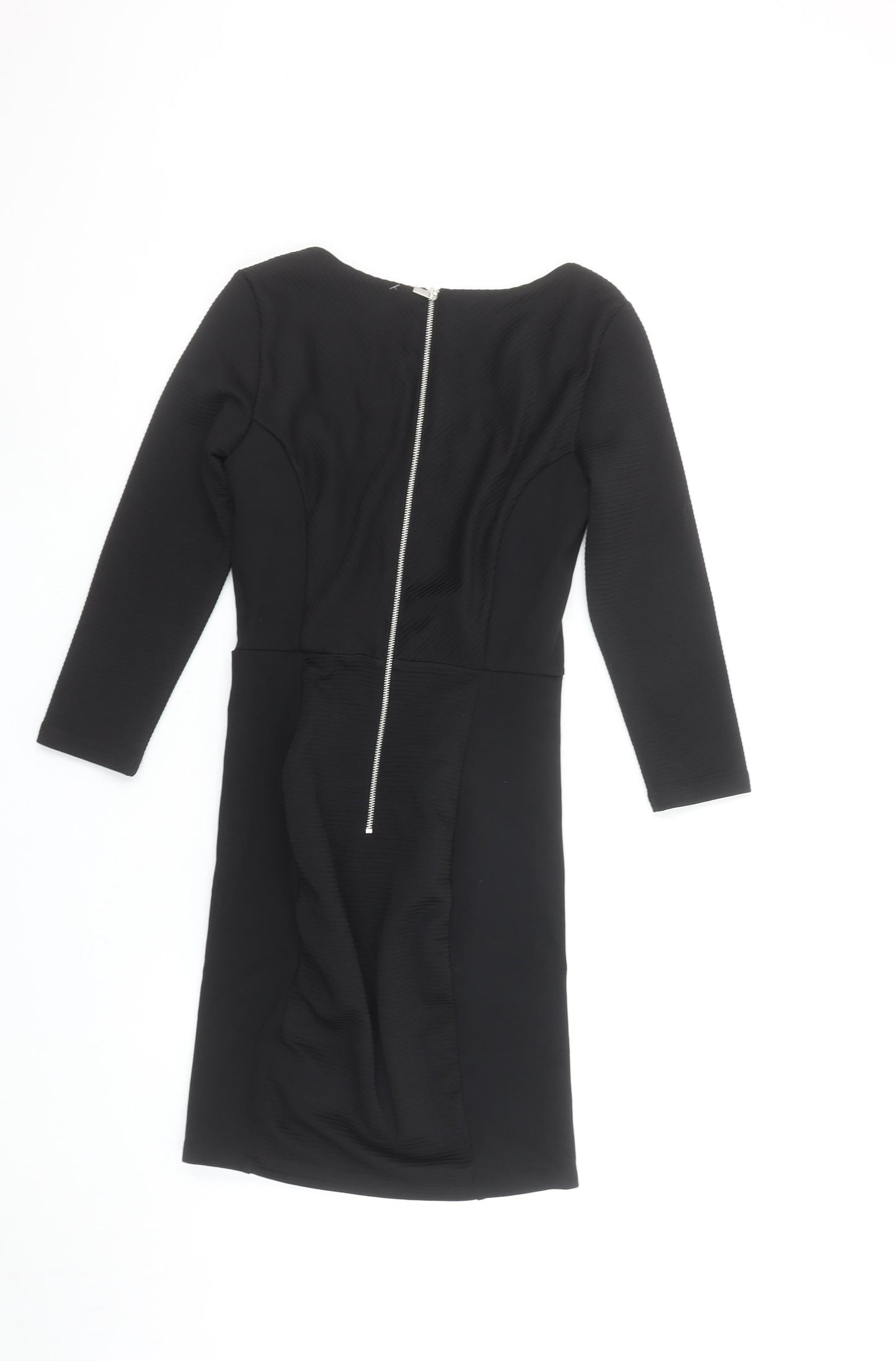 H&M Women Black XS Bodycon Knee Length Long Sleeve Dress