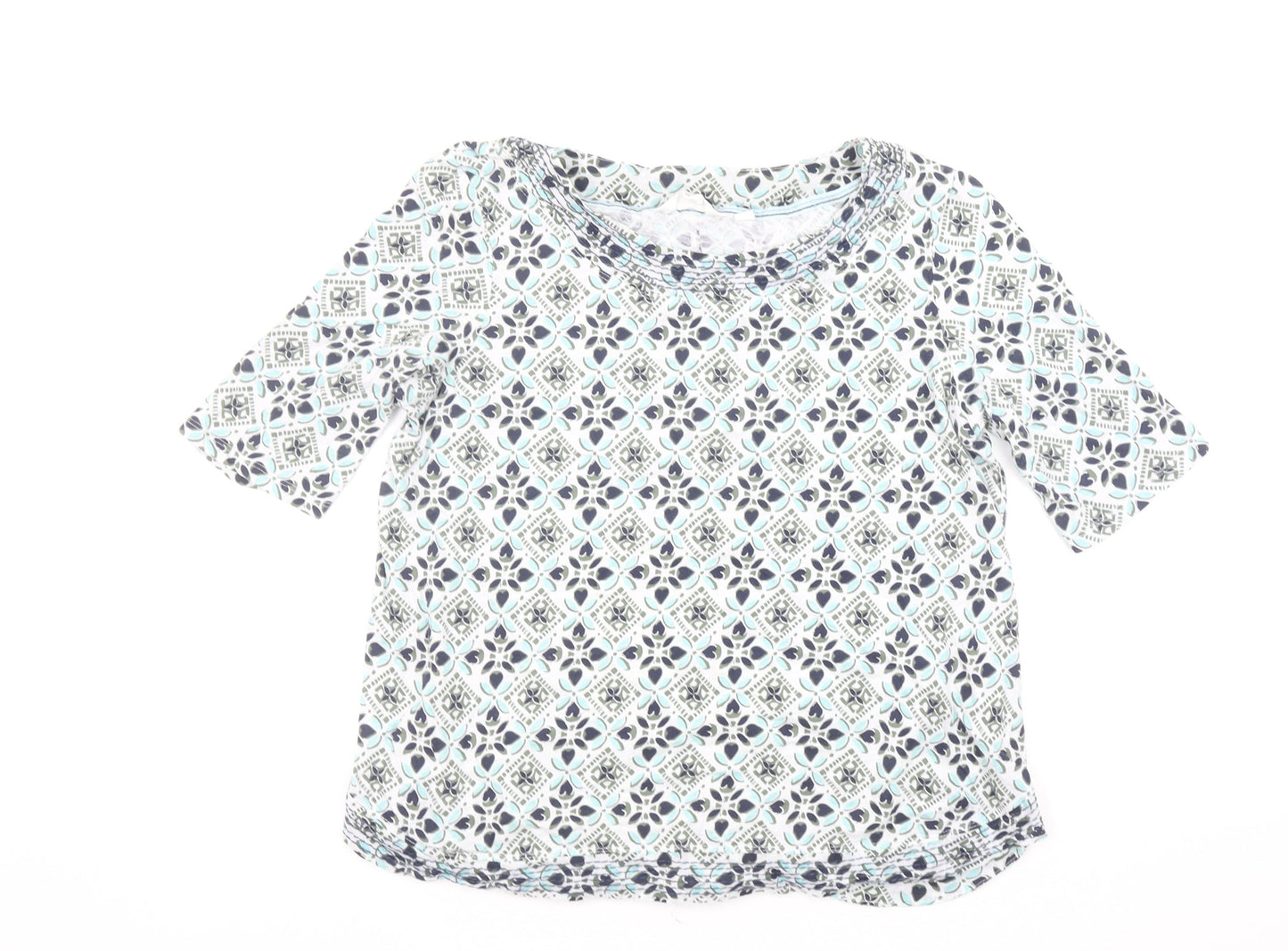 White Stuff Womens Multicoloured Geometric Jersey T-Shirt Size 14