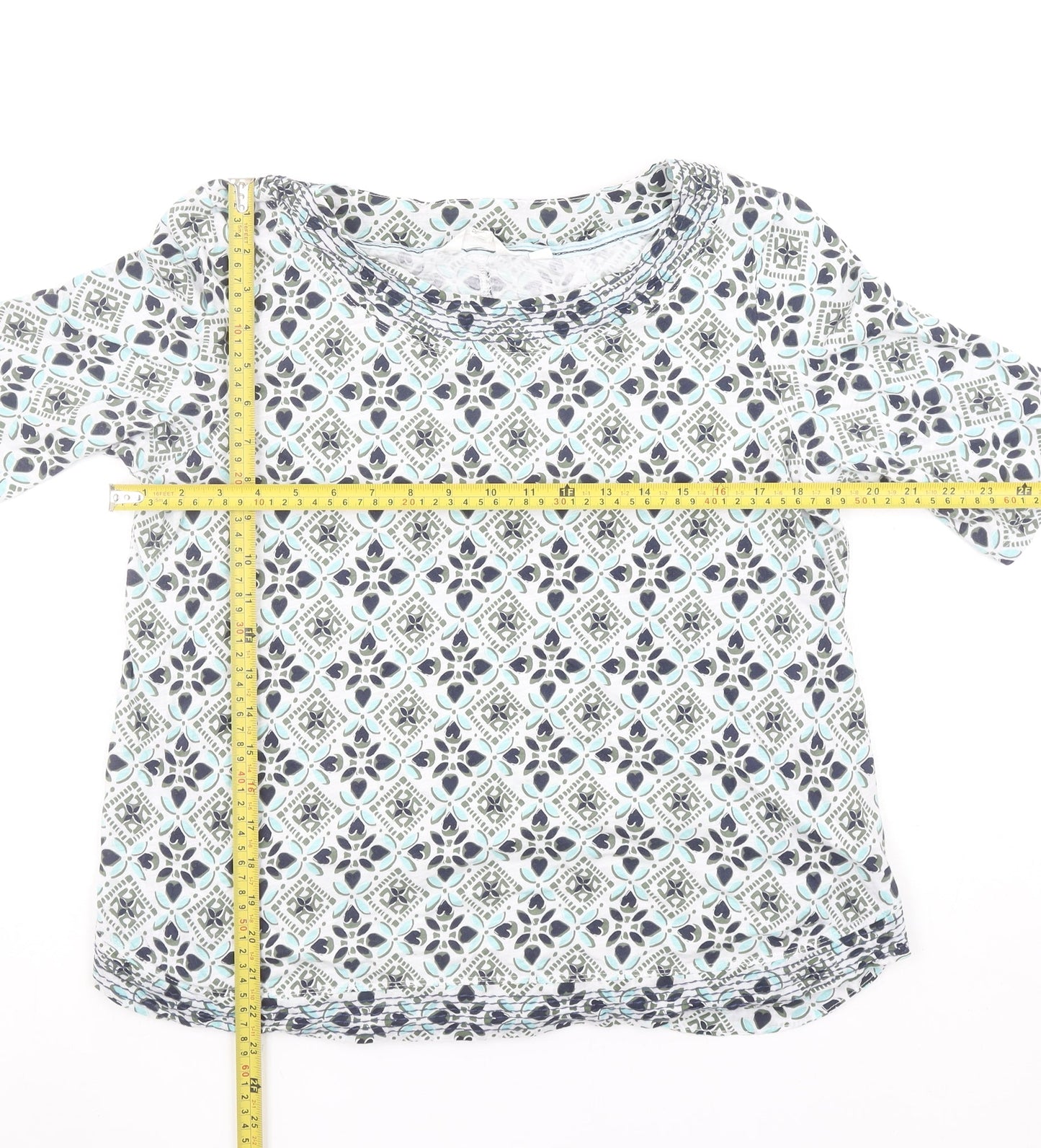 White Stuff Womens Multicoloured Geometric Jersey T-Shirt Size 14