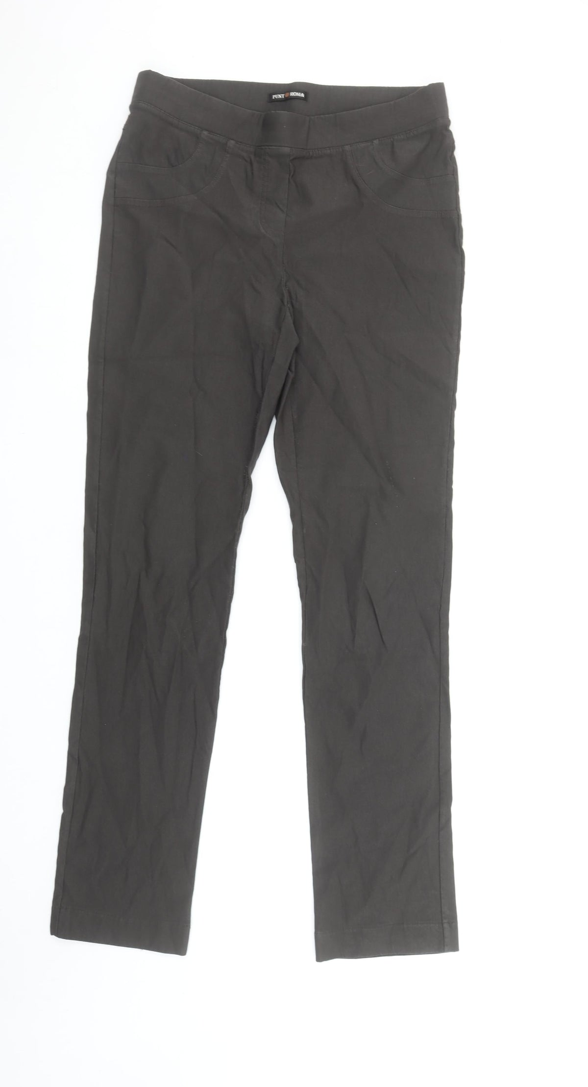 Punt Roma Womens Brown Stretch Trousers Size M Straight Fit