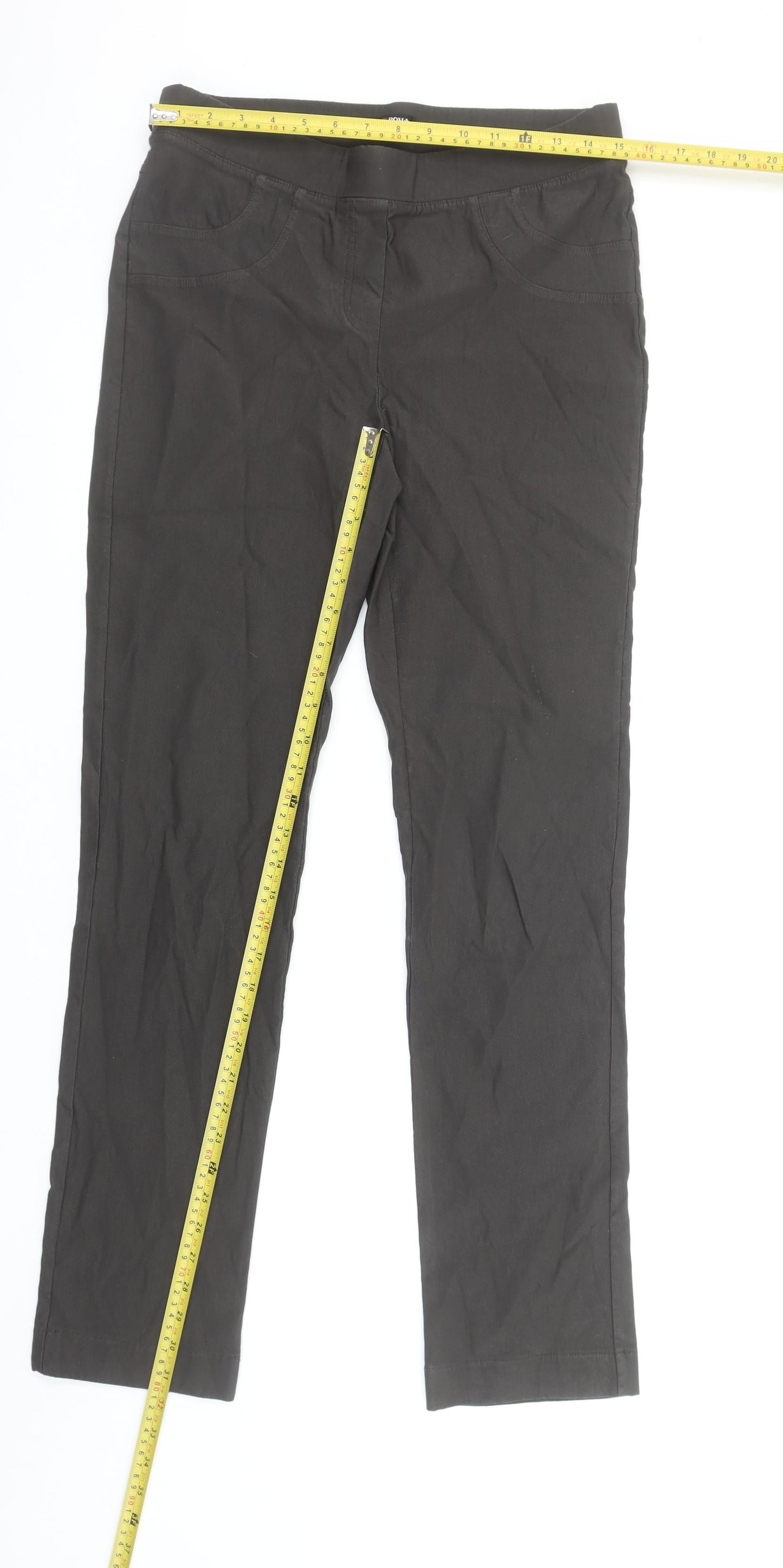 Punt Roma Womens Brown Stretch Trousers Size M Straight Fit