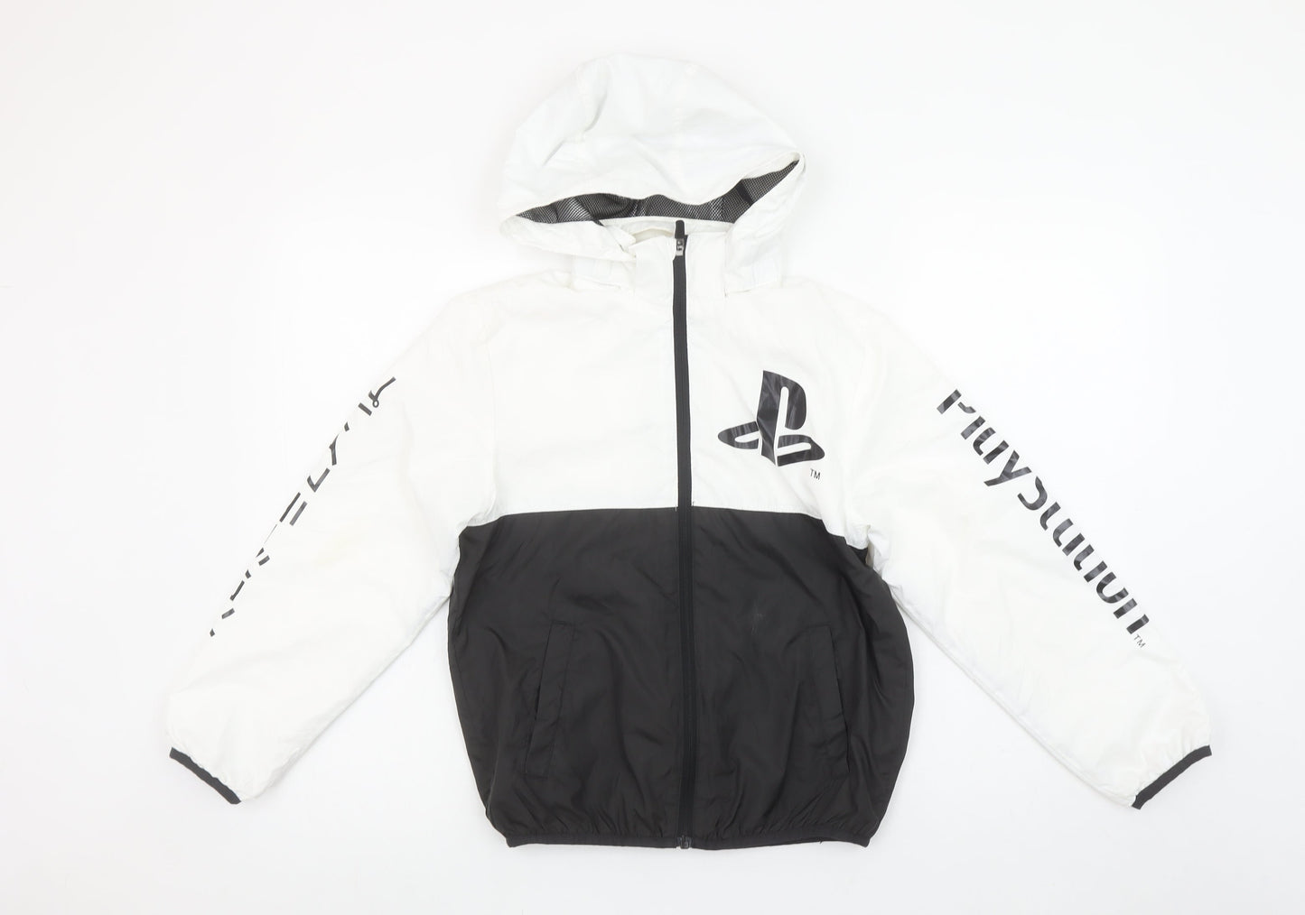H&M Boys PlayStation Black White Hooded Windbreaker Jacket 8-10 Years