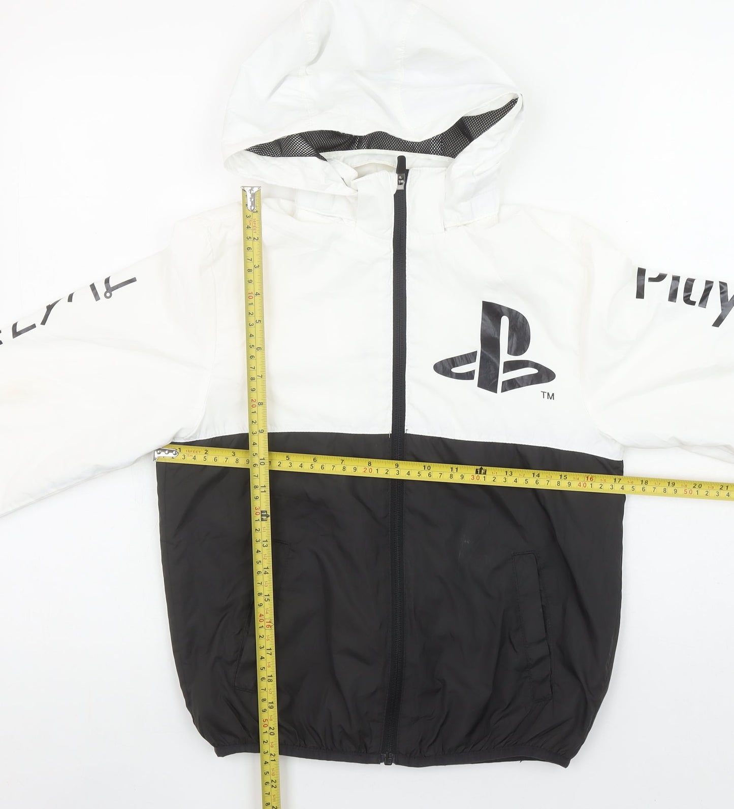 H&M Boys PlayStation Black White Hooded Windbreaker Jacket 8-10 Years