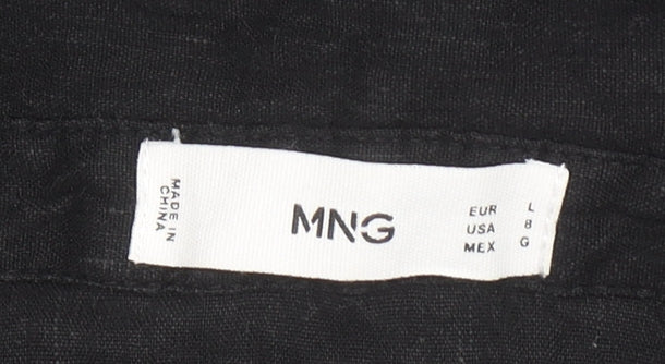 MNG Women’s Black Linen Blend Sleeveless Shirt Dress Size 14