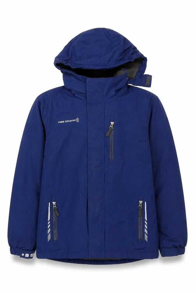 Free Country Boys Blue Waterproof Hooded Ski Jacket Size 10 Years