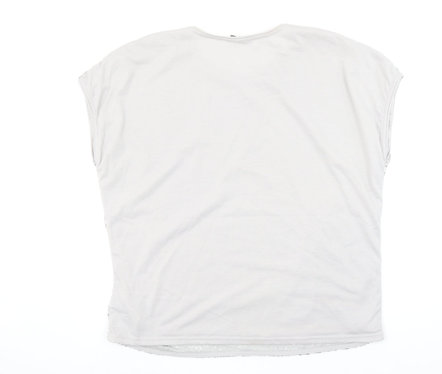Beloved Women Silver Sequin Sleeveless T-Shirt 2XL