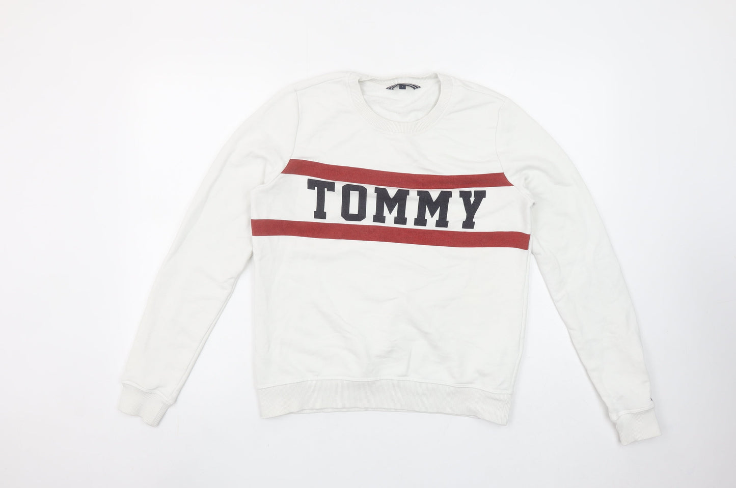 Tommy Hilfiger Women’s White Crew Neck Sweatshirt Size S Cotton Blend