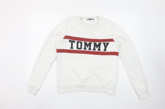 Tommy Hilfiger Women’s White Crew Neck Sweatshirt Size S Cotton Blend