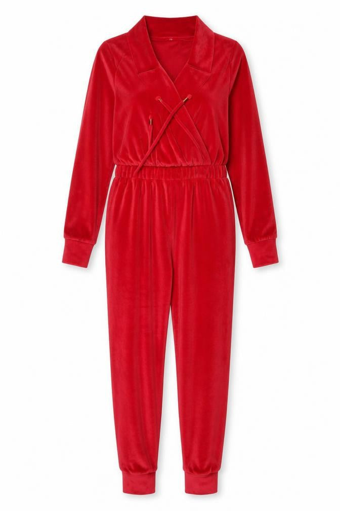 George Women’s Red Velour Long Sleeve One Piece Small