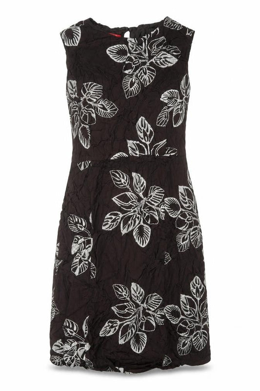 Monsoon Women Black Floral Embroidered Sleeveless Shift Dress Size 12