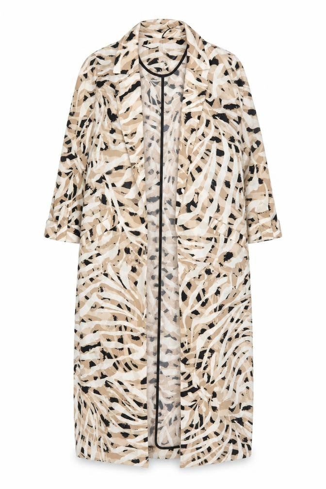 River Island Womens Beige Animal Print Long Trench Coat Size 8