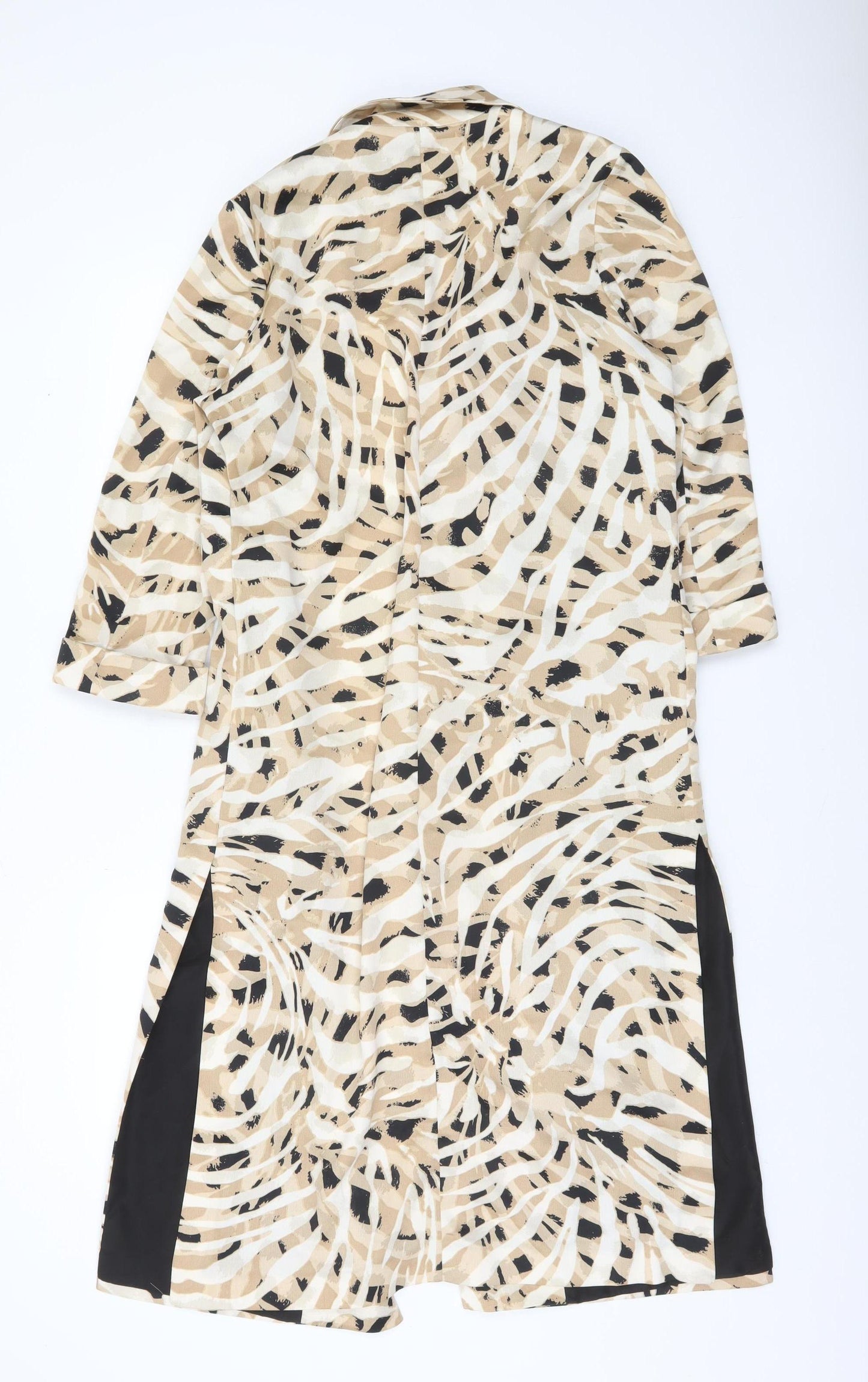 River Island Womens Beige Animal Print Long Trench Coat Size 8