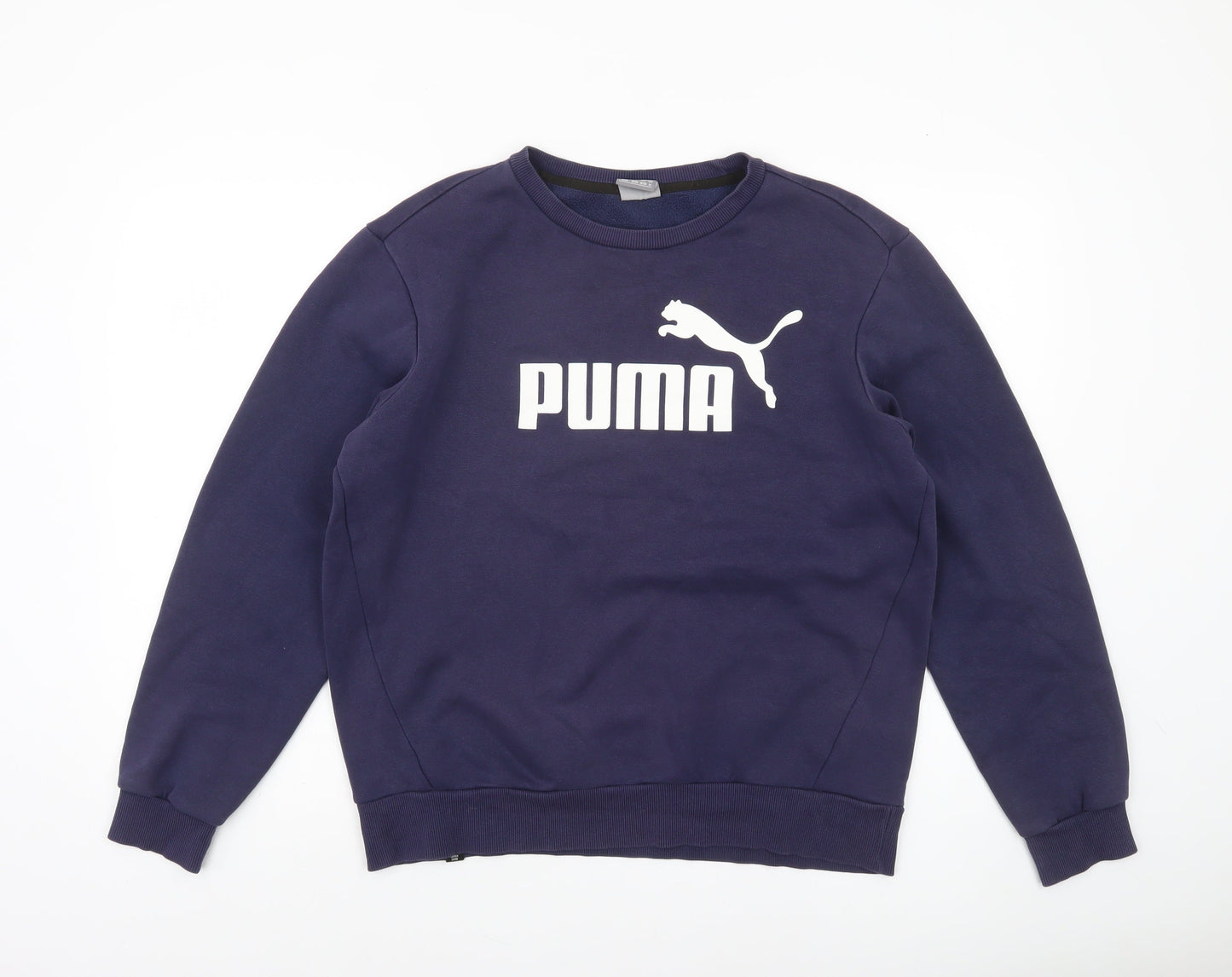Puma Men's Blue Crew Neck Sweatshirt M Regular Fit Fleece Pullover