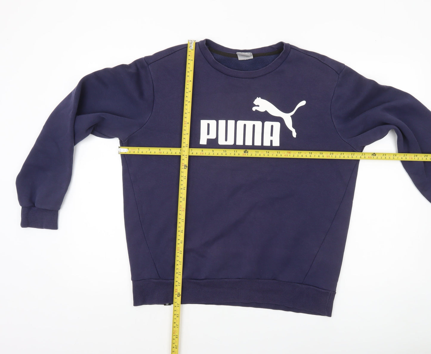 Puma Men's Blue Crew Neck Sweatshirt M Regular Fit Fleece Pullover