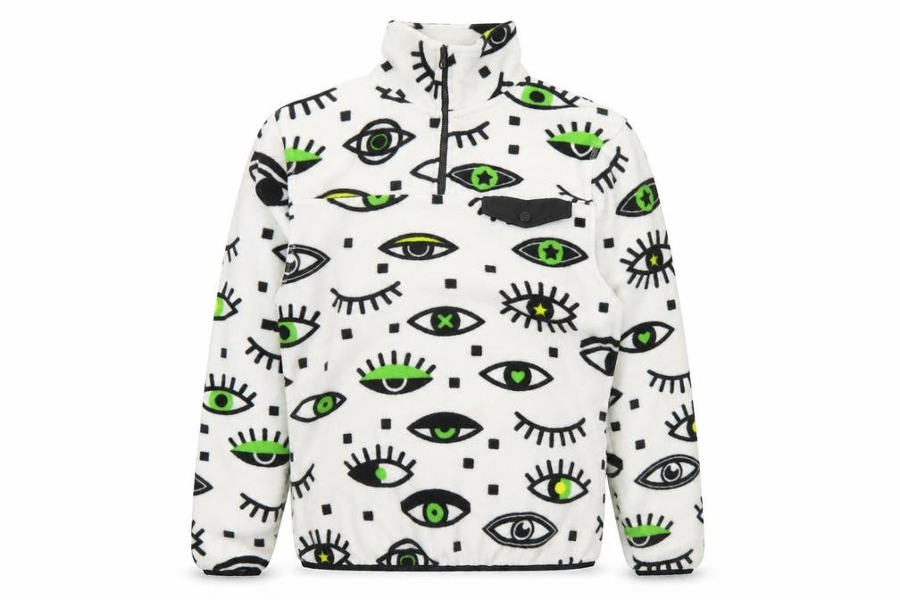 Neon Riot Men's White Graphic Fleece 1/2 Zip Sweatshirt Size S