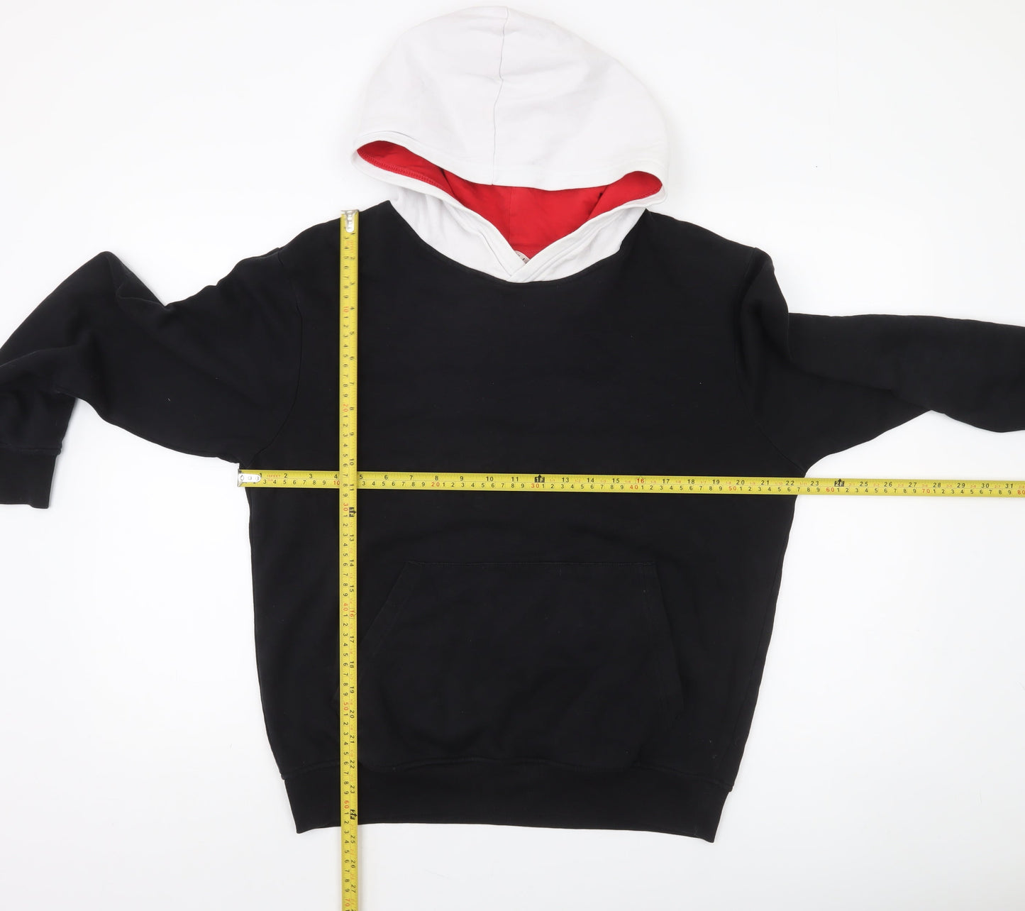 H&M Boys Black and White Pullover Hoodie Size 16 Years Cotton Blend