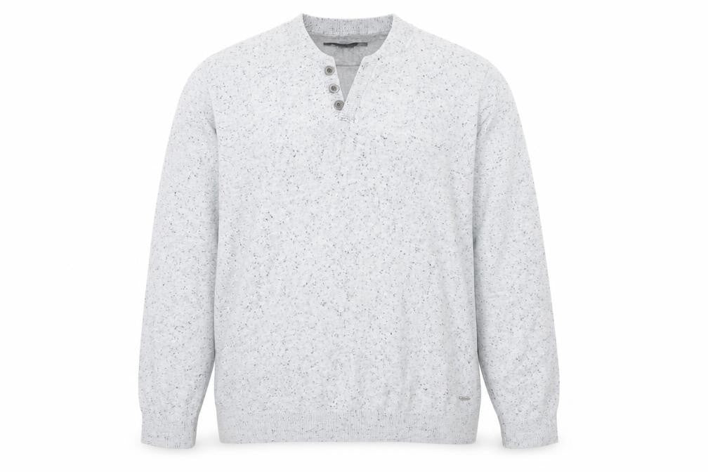 CODE Mens Grey 2XL Henley Knit Jumper Long Sleeve Casual