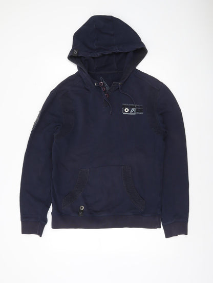 Additional front view of Red Herring Men's Navy Blue Pullover Hoodie, size M, Cotton