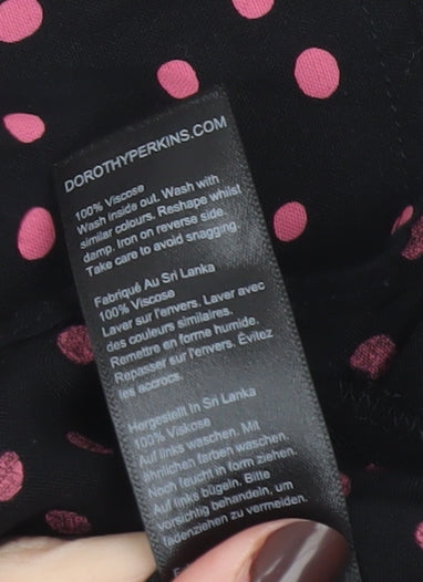 Dorothy Perkins Women Black Pink Polka Dot Fit & Flare Dress Size 8