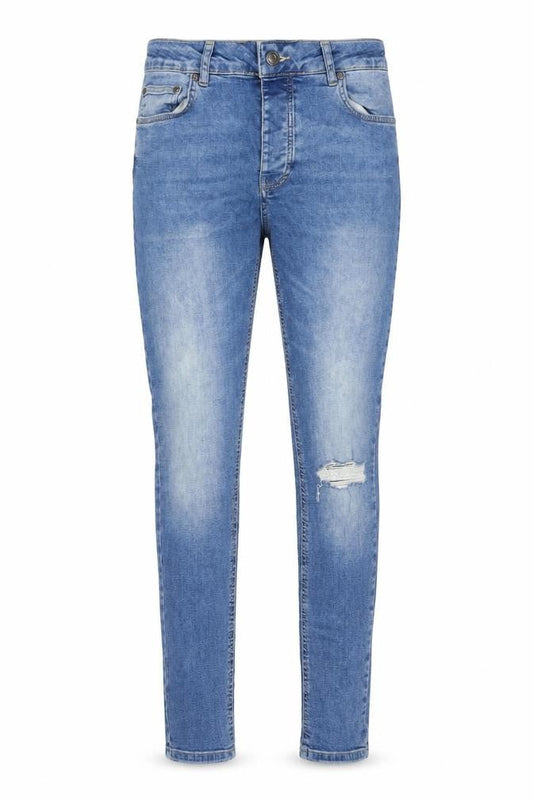 boohooMAN Men’s Blue Skinny Distressed Stretch Denim Jeans Size 34