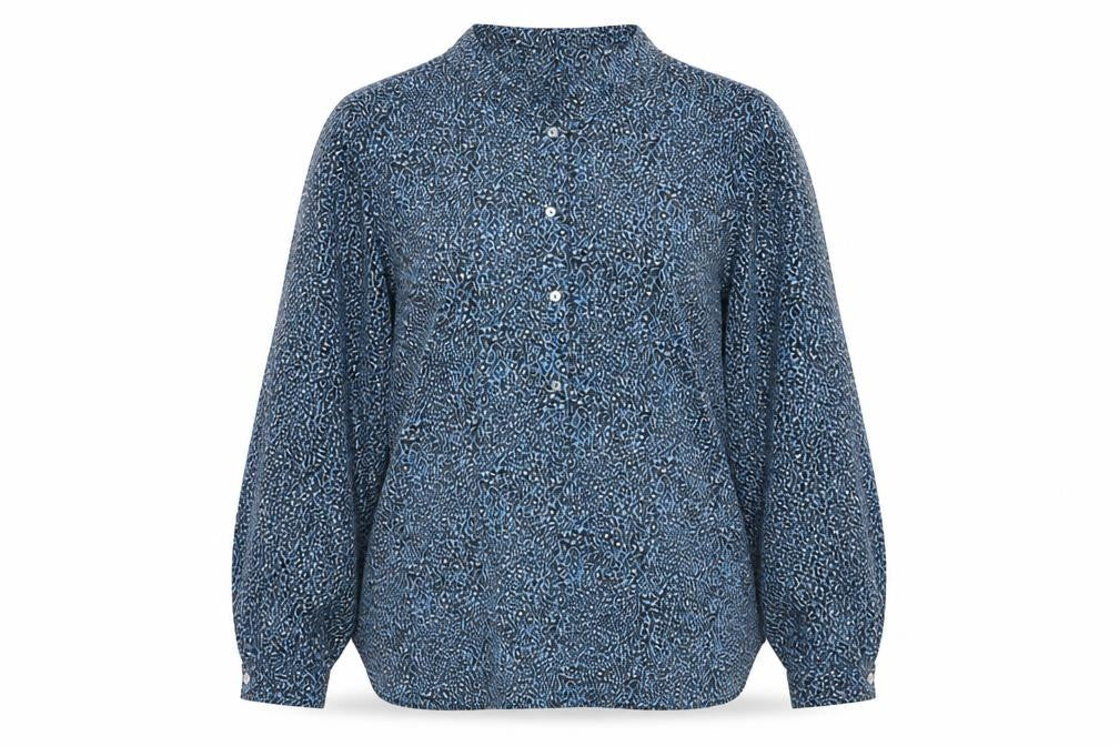 Gallery Women’s Blue Animal Print Long Sleeve Blouse Size 12
