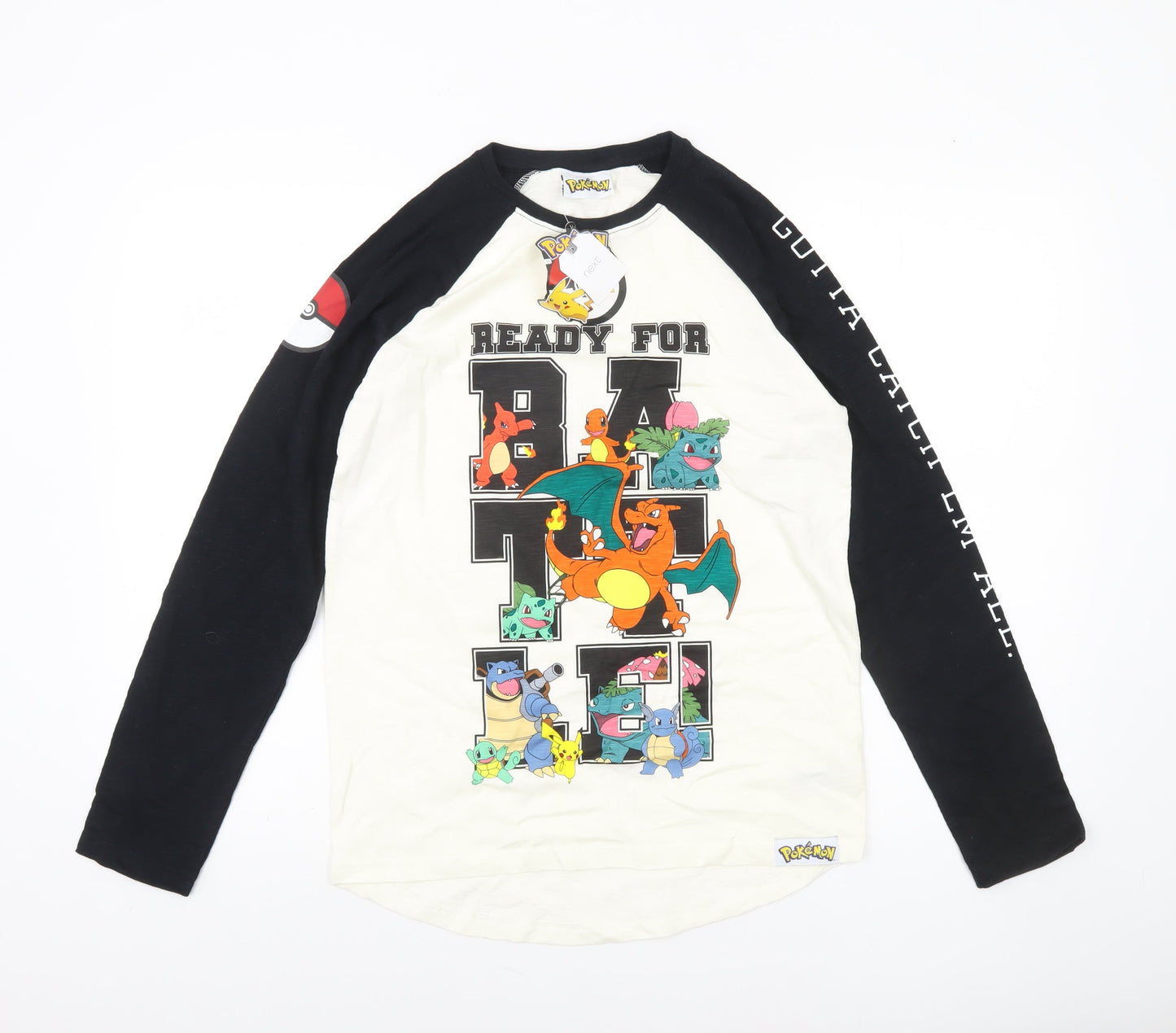 Next Boys Pokémon Black & White Long Sleeve T-Shirt 13 Years Cotton Graphic