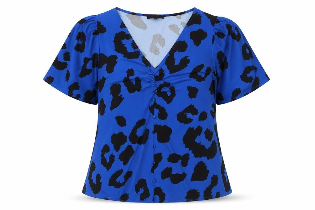 Simply Be Women's Blue Animal Print V-Neck Tunic Blouse Size 24