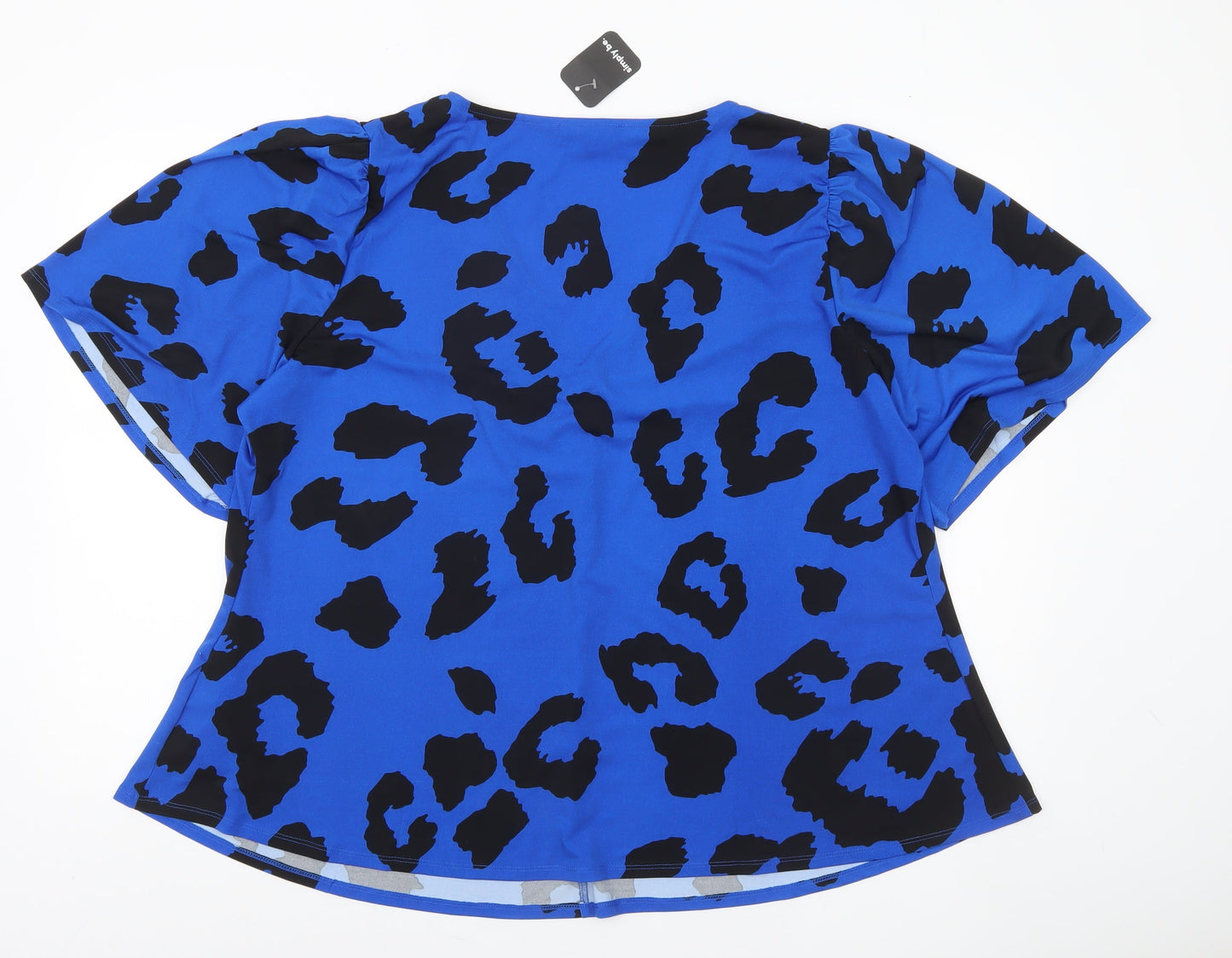 Simply Be Women's Blue Animal Print V-Neck Tunic Blouse Size 24