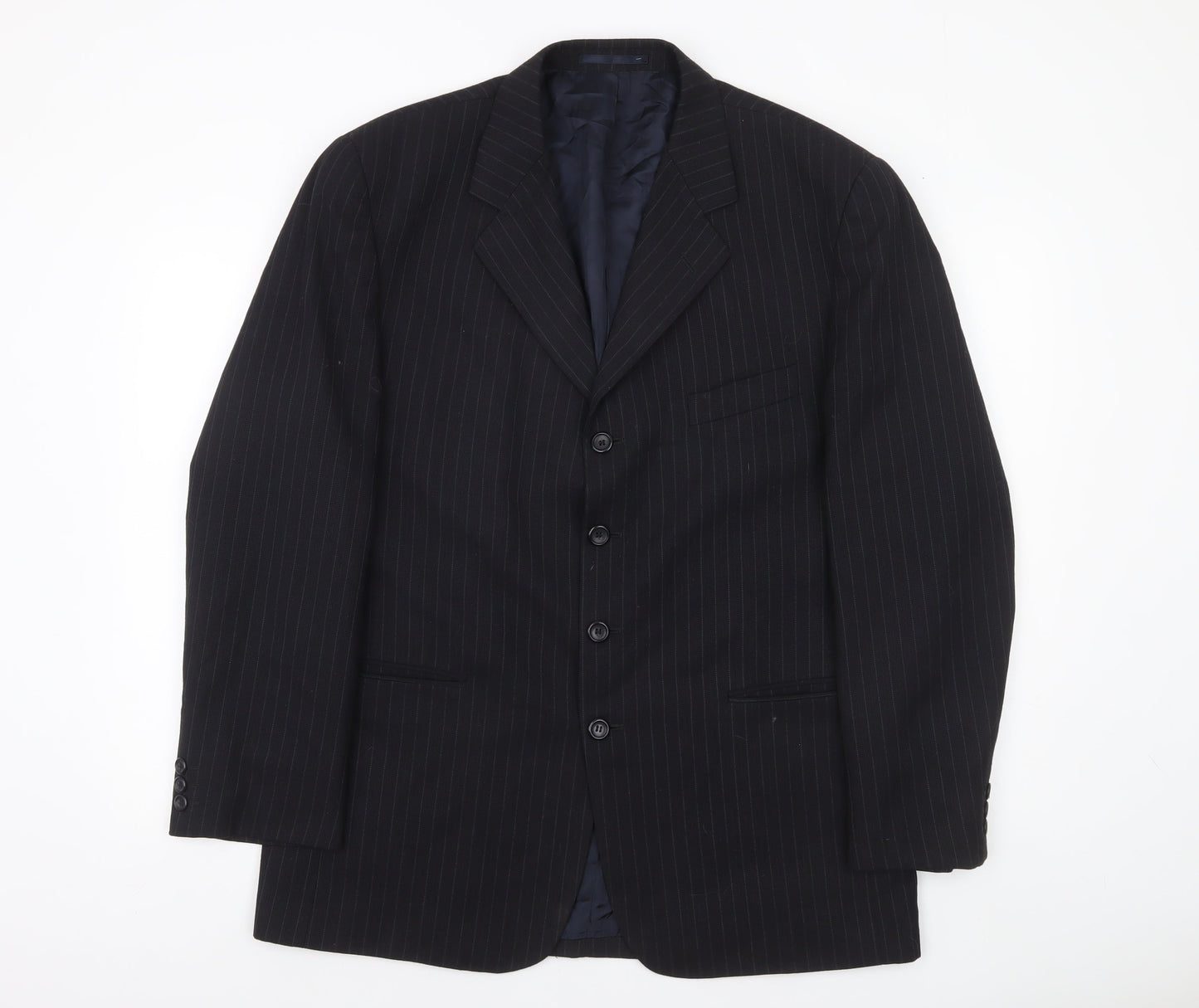 Burton Menswear Black Pinstripe 42in Regular Fit Men's Suit Jacket