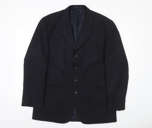 Burton Menswear Black Pinstripe 42in Regular Fit Men's Suit Jacket