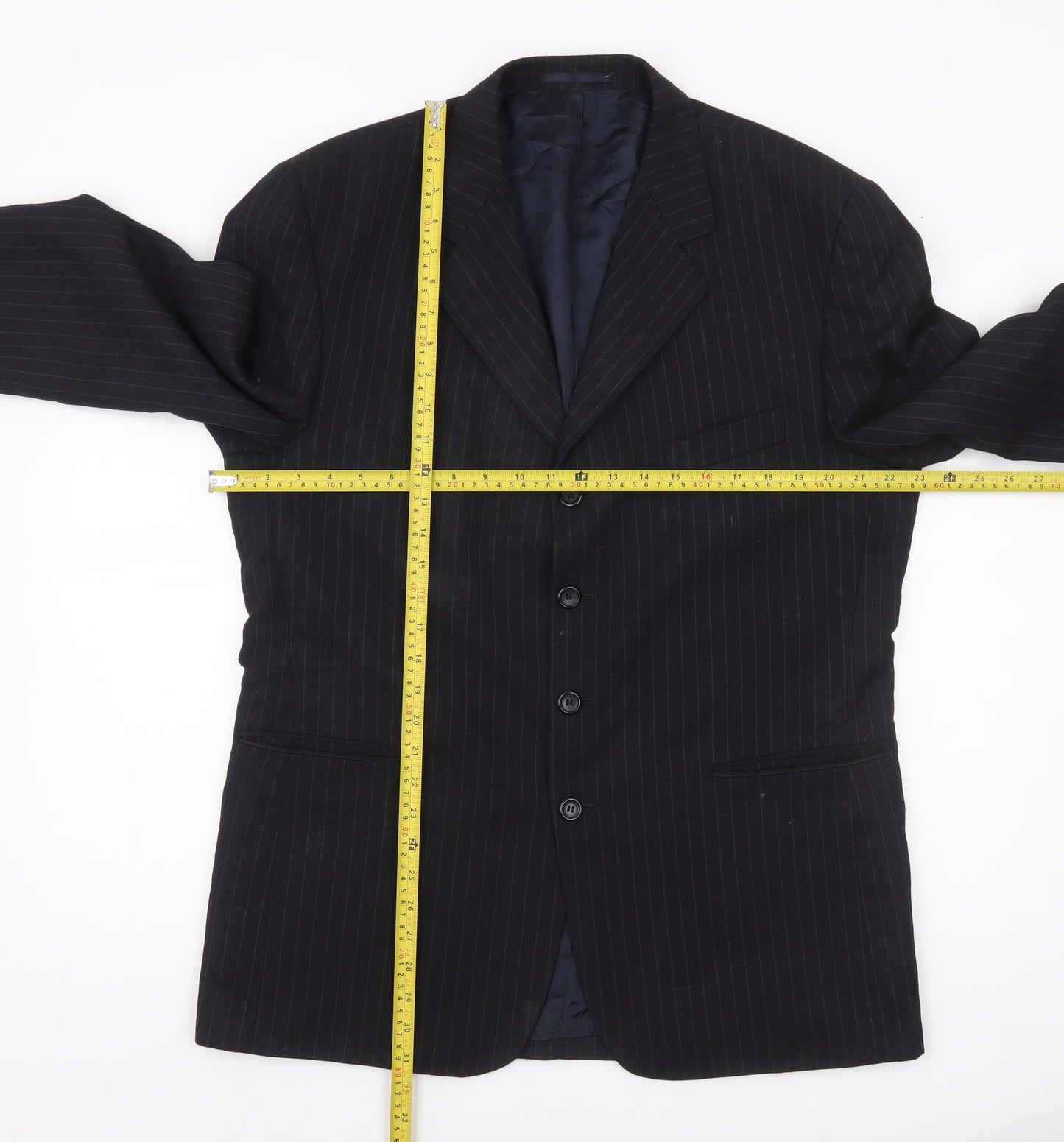 Burton Menswear Black Pinstripe 42in Regular Fit Men's Suit Jacket