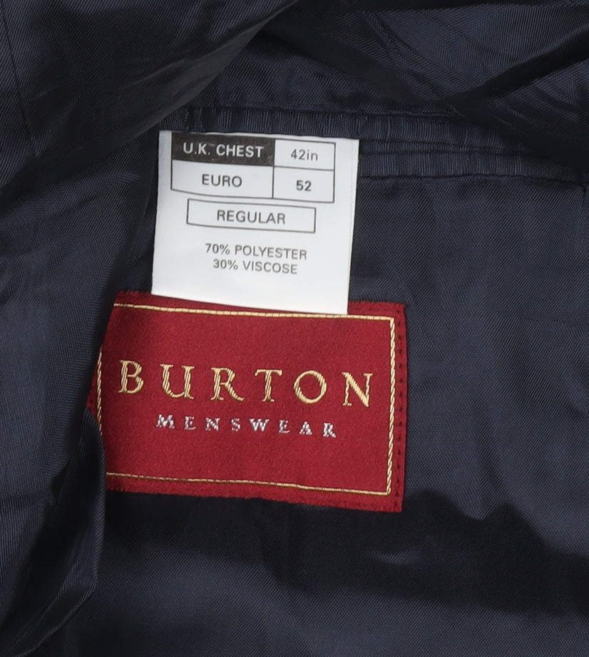Burton Menswear Black Pinstripe 42in Regular Fit Men's Suit Jacket