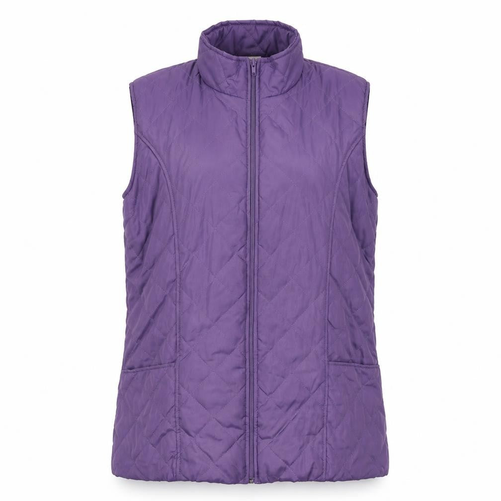 Anne de Langy Womens Purple Quilted Waistcoat M Full Zip