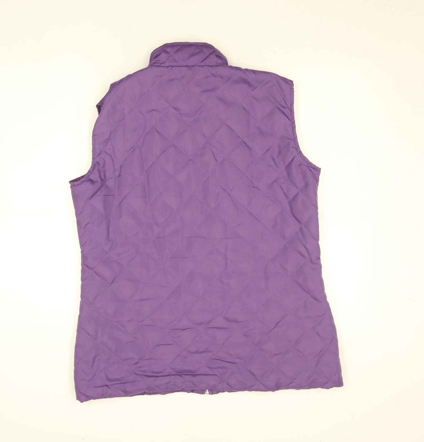 Anne de Langy Womens Purple Quilted Waistcoat M Full Zip