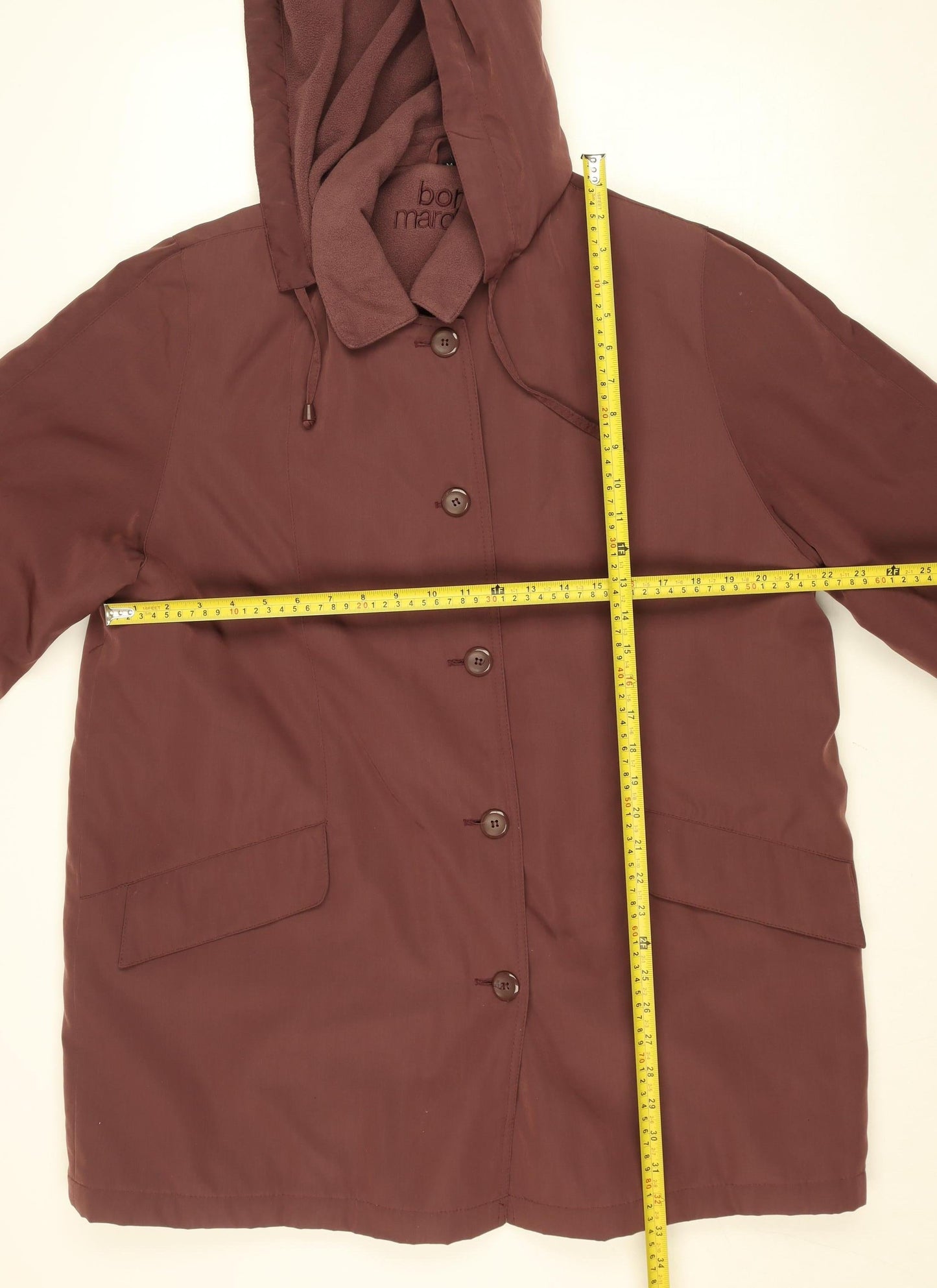 Bonmarché Women’s Brown Hooded Mid-Length Rain Coat Size M