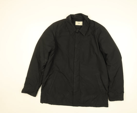 Folk Women's Black Mid-Length Overcoat Size 10 Lined Polyester