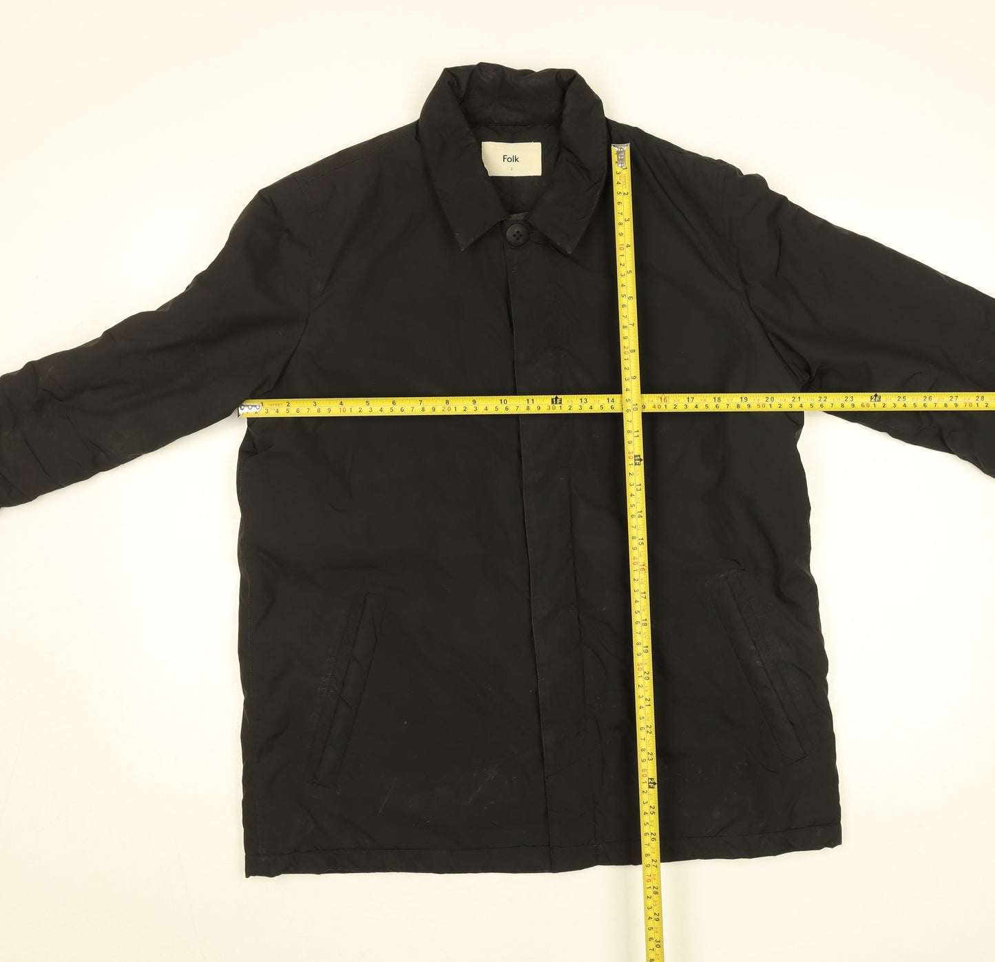 Folk Women's Black Mid-Length Overcoat Size 10 Lined Polyester