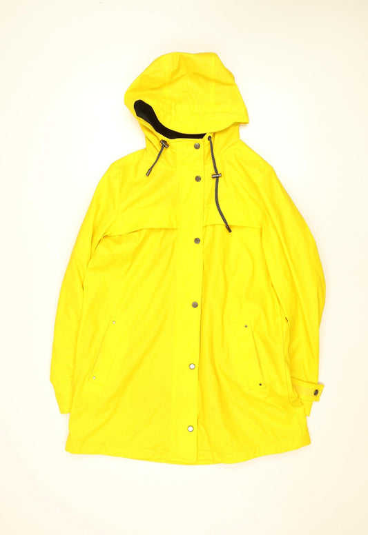 Weatherproof Womens Yellow Hooded Waterproof Rain Coat Jacket M