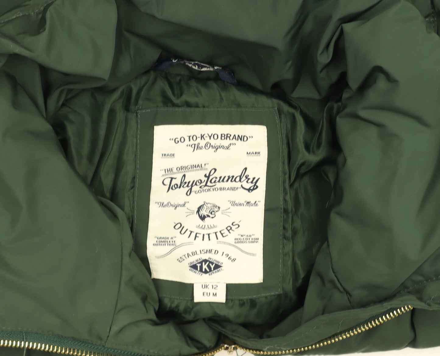 Tokyo Laundry Women’s Green Quilted Puffer Jacket UK 12