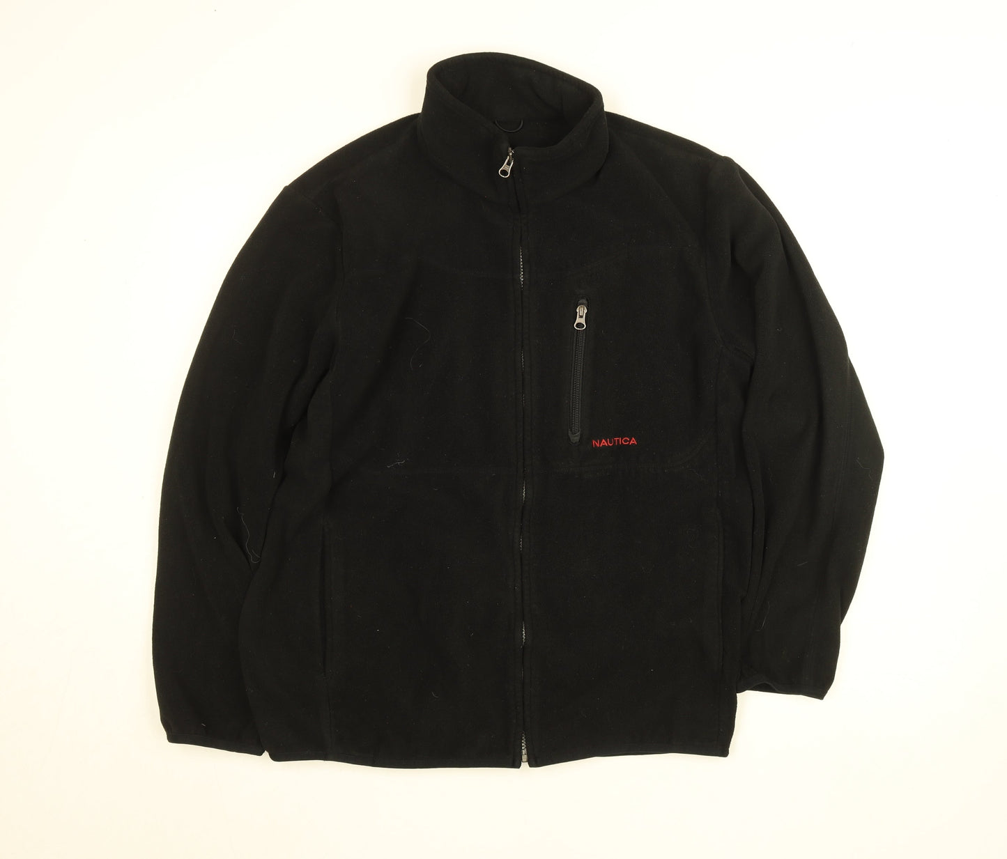 Nautica Men's Black Fleece Zip-Up Jacket Size L Regular Fit