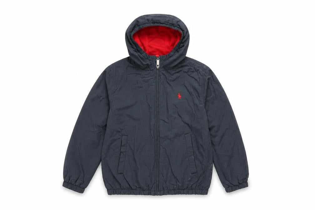 Original Penguin Boys Blue Hooded Windbreaker Jacket 8-9 Years Cotton Nylon