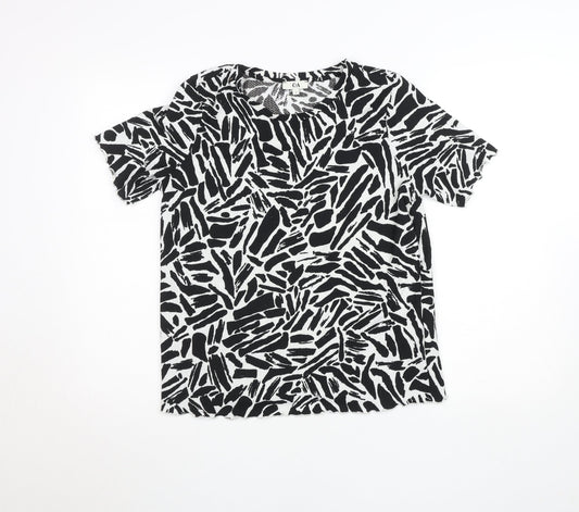 C&A Women's Black Animal Print Short Sleeve Jersey T-Shirt M