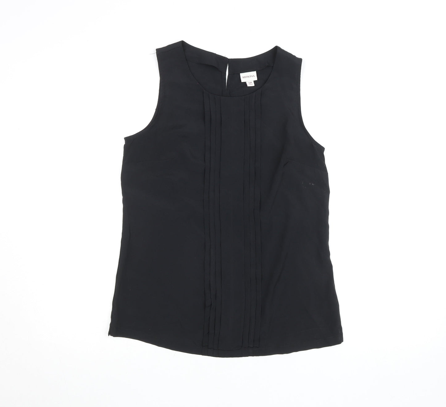 Merona Women Black Sleeveless Pleated Chiffon Blouse Size S