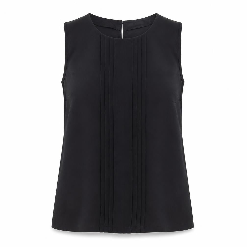 Merona Women Black Sleeveless Pleated Chiffon Blouse Size S
