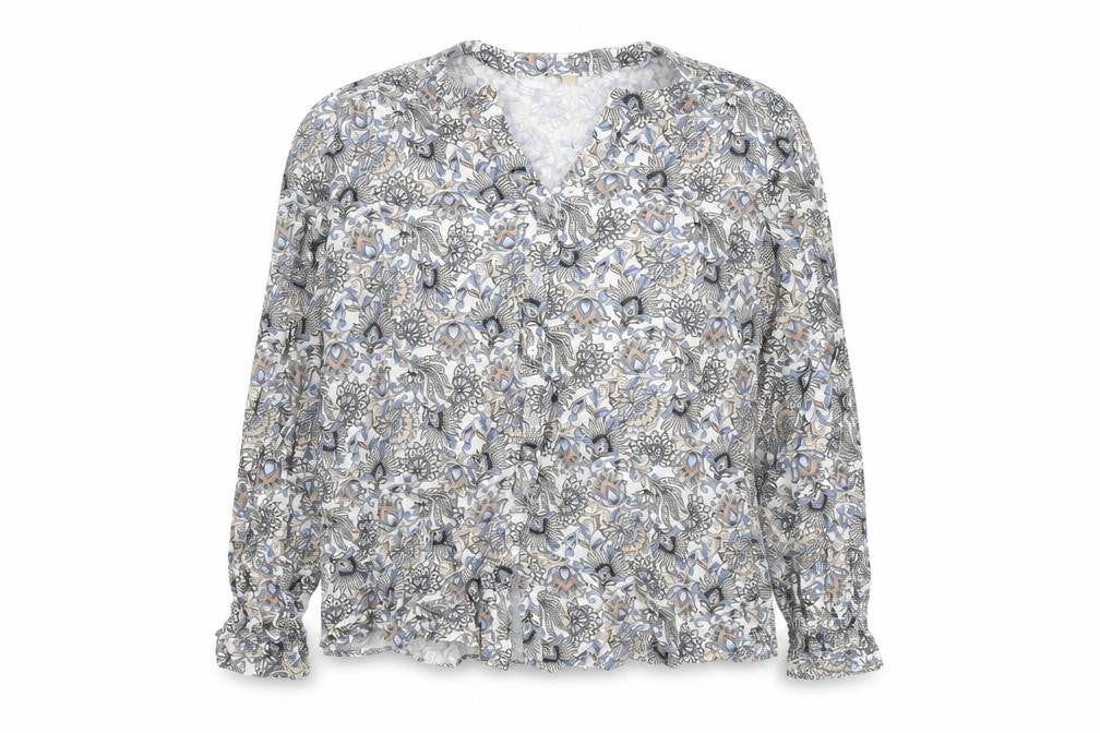 Soya Concept Womens Multicoloured Floral Ruffle V-Neck Blouse M