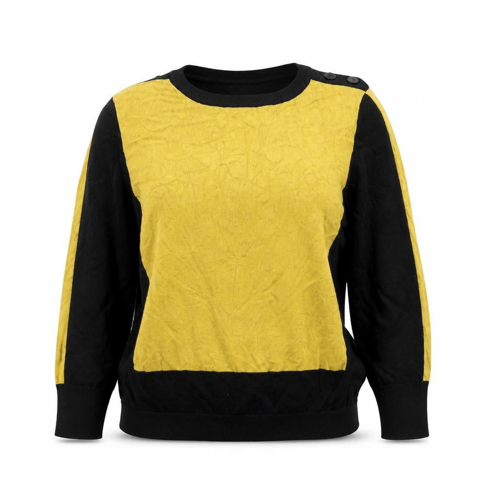 Wallis Petites Black Yellow Colourblock Knit Top Size 16