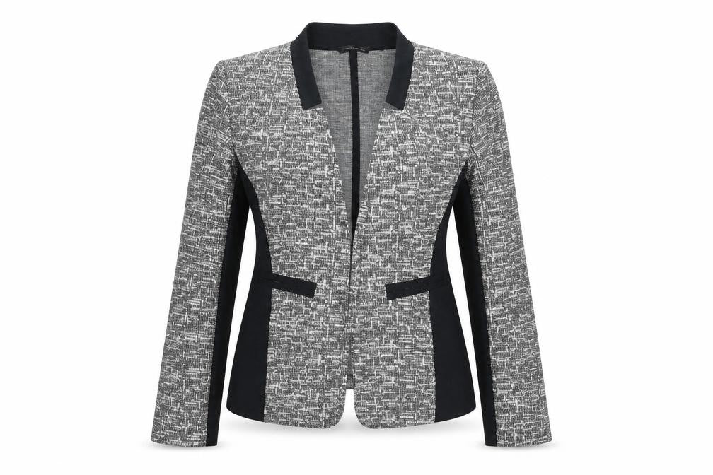Warehouse Women’s Black Tweed Open Blazer Jacket Size 10