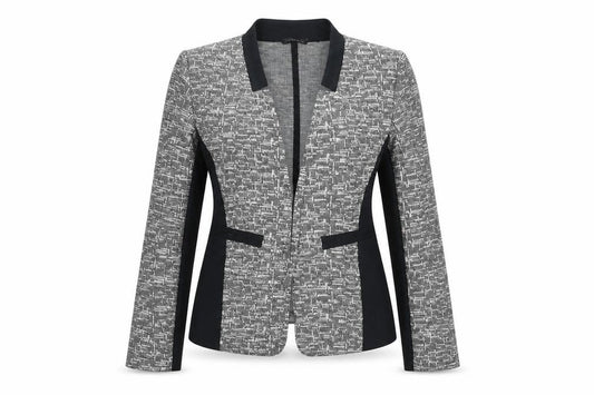 Warehouse Women’s Black Tweed Open Blazer Jacket Size 10