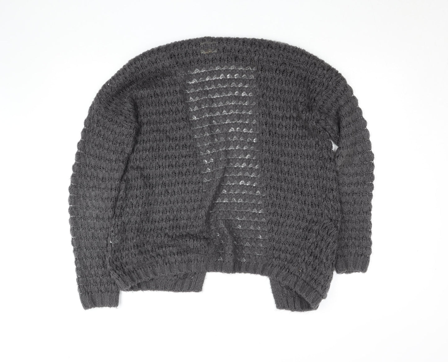 River Island Women's Grey Chunky-Knit Open Cardigan Size 6