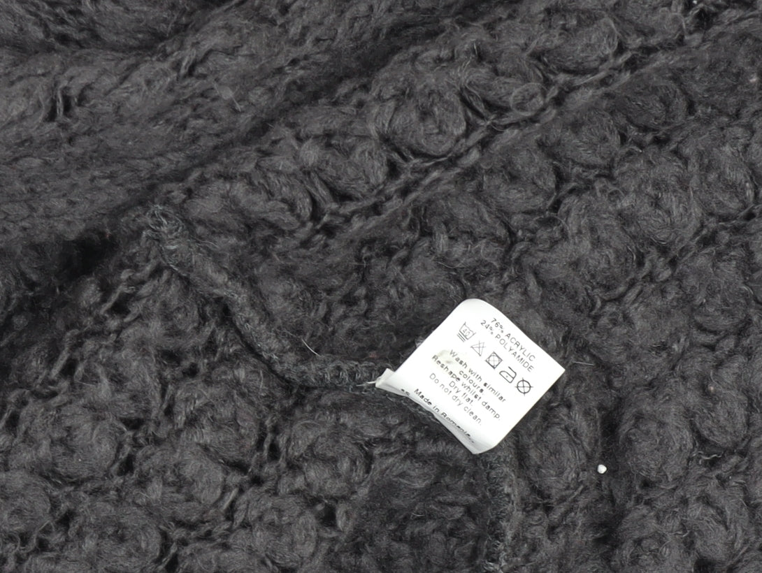 River Island Women's Grey Chunky-Knit Open Cardigan Size 6